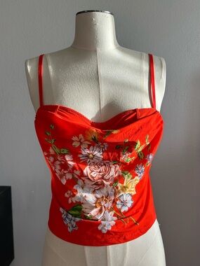 Burnt Orange Floral Peekaboo Bra Top